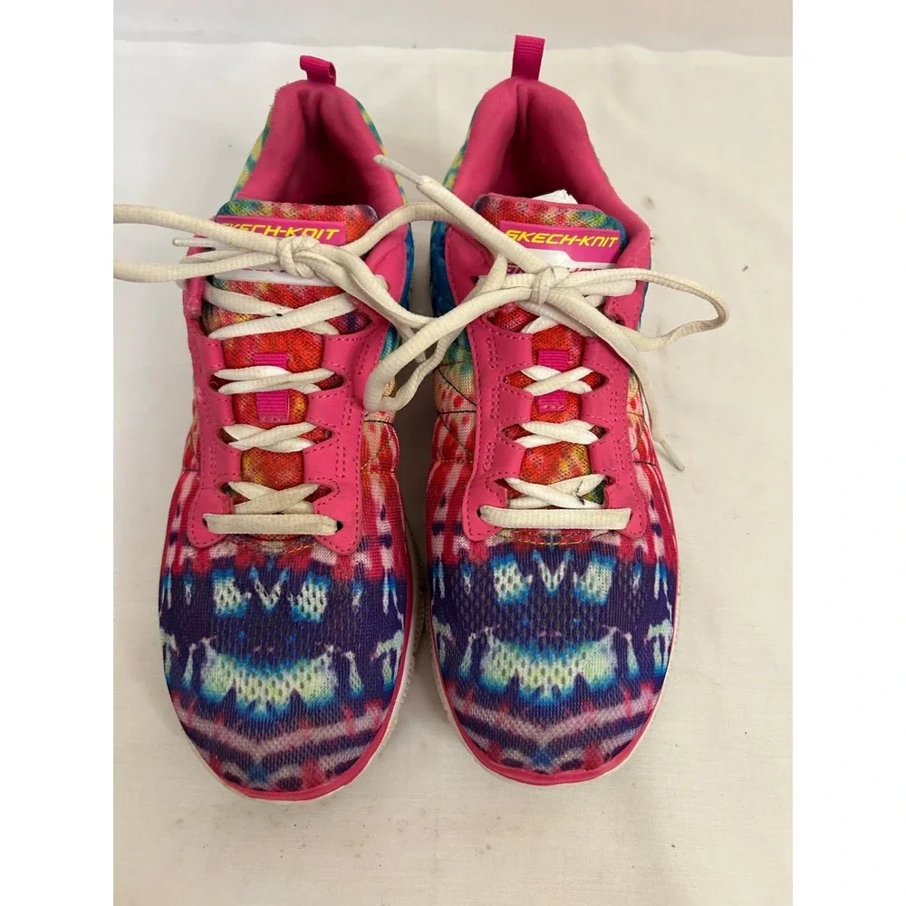Skechers Shoes Women's 9 Flex Relaxed Fit Sneakers Rainbow Mesh Lace Up Sport